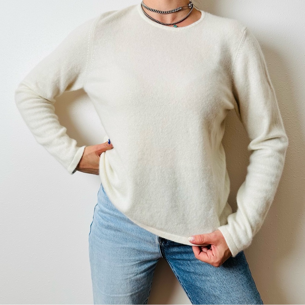 Charter Club 2-ply cashmere cozy sweater off white color - Picture 2 of 7